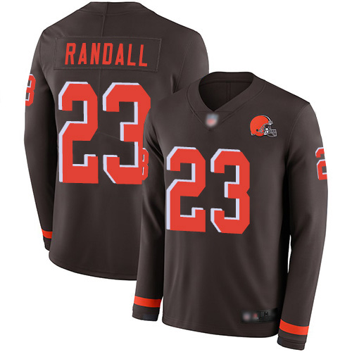 Cleveland Browns Damarious Randall Men Brown Limited Jersey #23 NFL Football Therma Long Sleeve